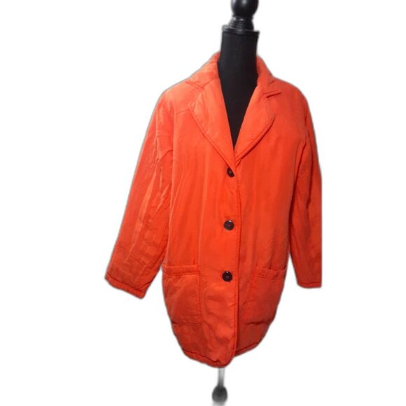 Kiko Woman's Orange   Jacket 100% Silk Size XL with packets Brand New # 86 - Picture 1 of 6